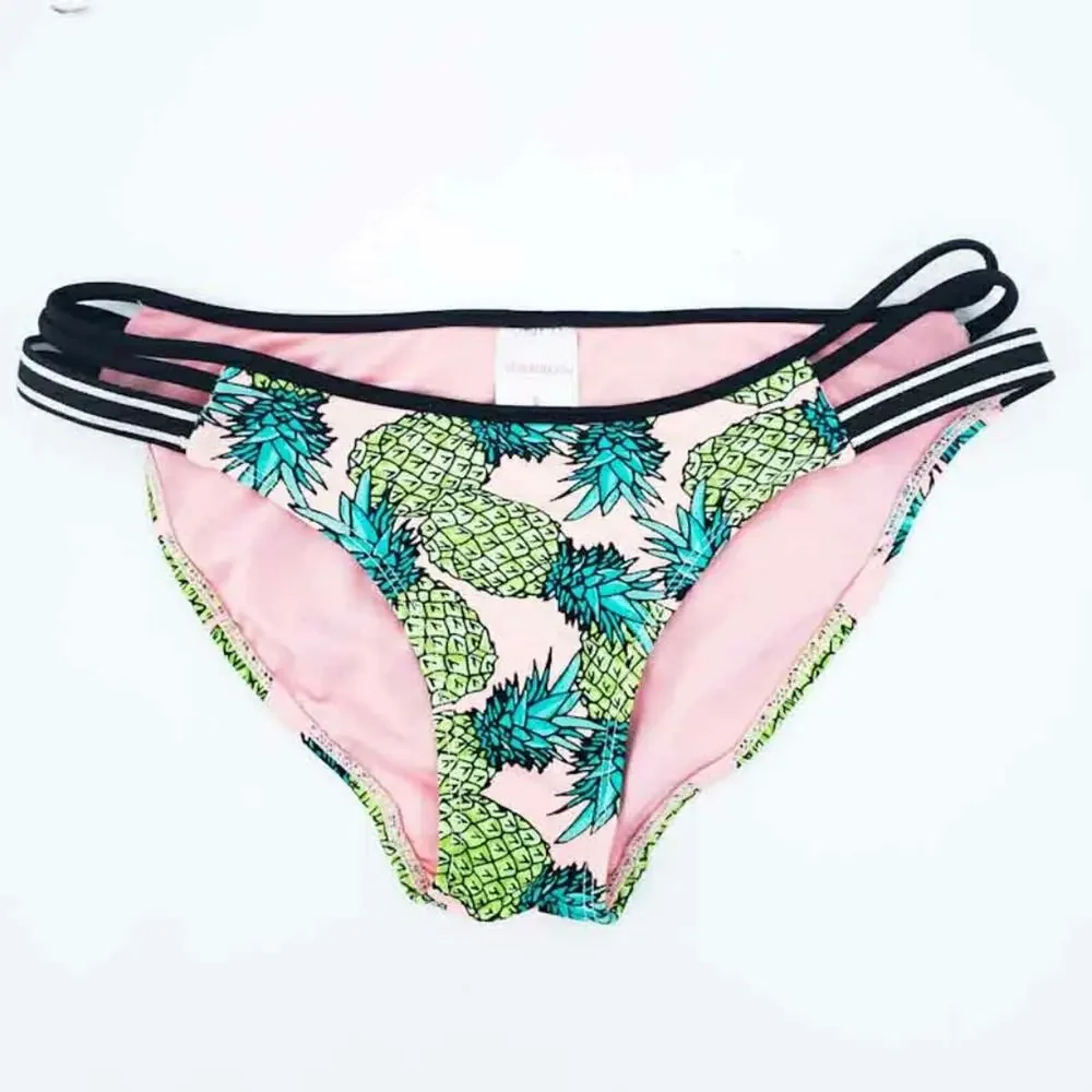 Womens Bikini Bottoms Pineapple Size Small Xhilaration Tropical Swimsuit
